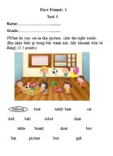 Bài kiểm tra số 1 môn Tiếng Anh Lớp 1